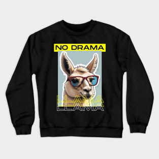 No Drama Llama Funky Alpaca Sunglasses Yellow Black Crewneck Sweatshirt